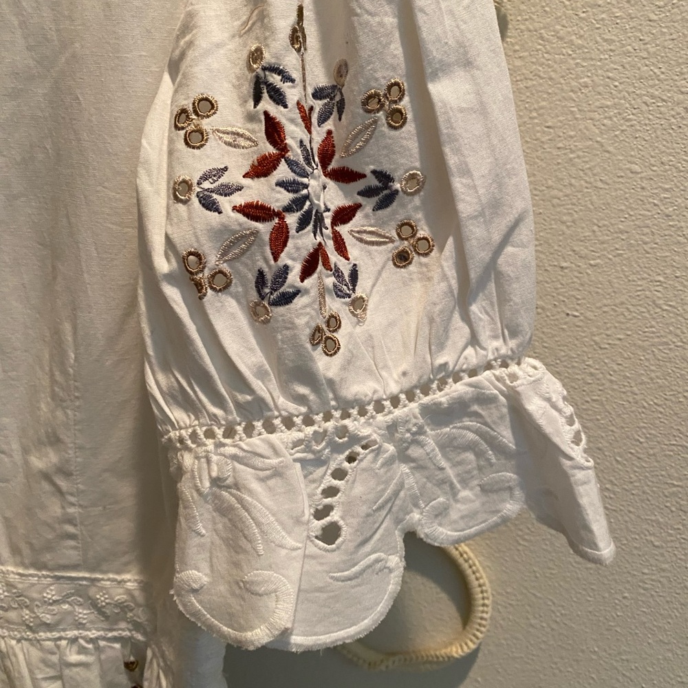 French connection size 2 Sz S BITON embroidered cotton mini summer white multi - Picture 3 of 11